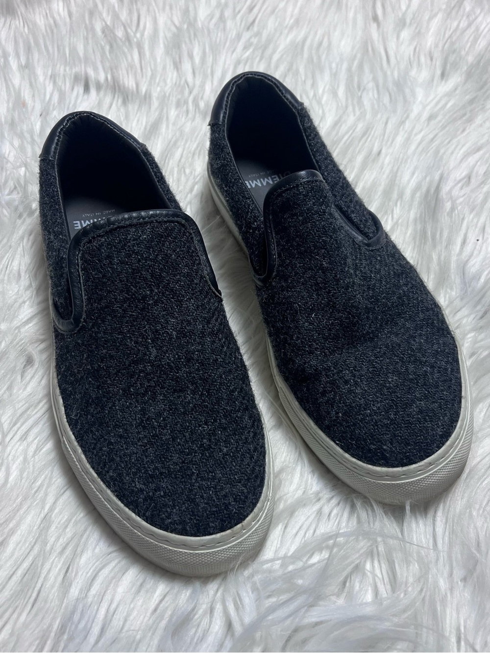 Diemme Black Wool Slip-On Loafers